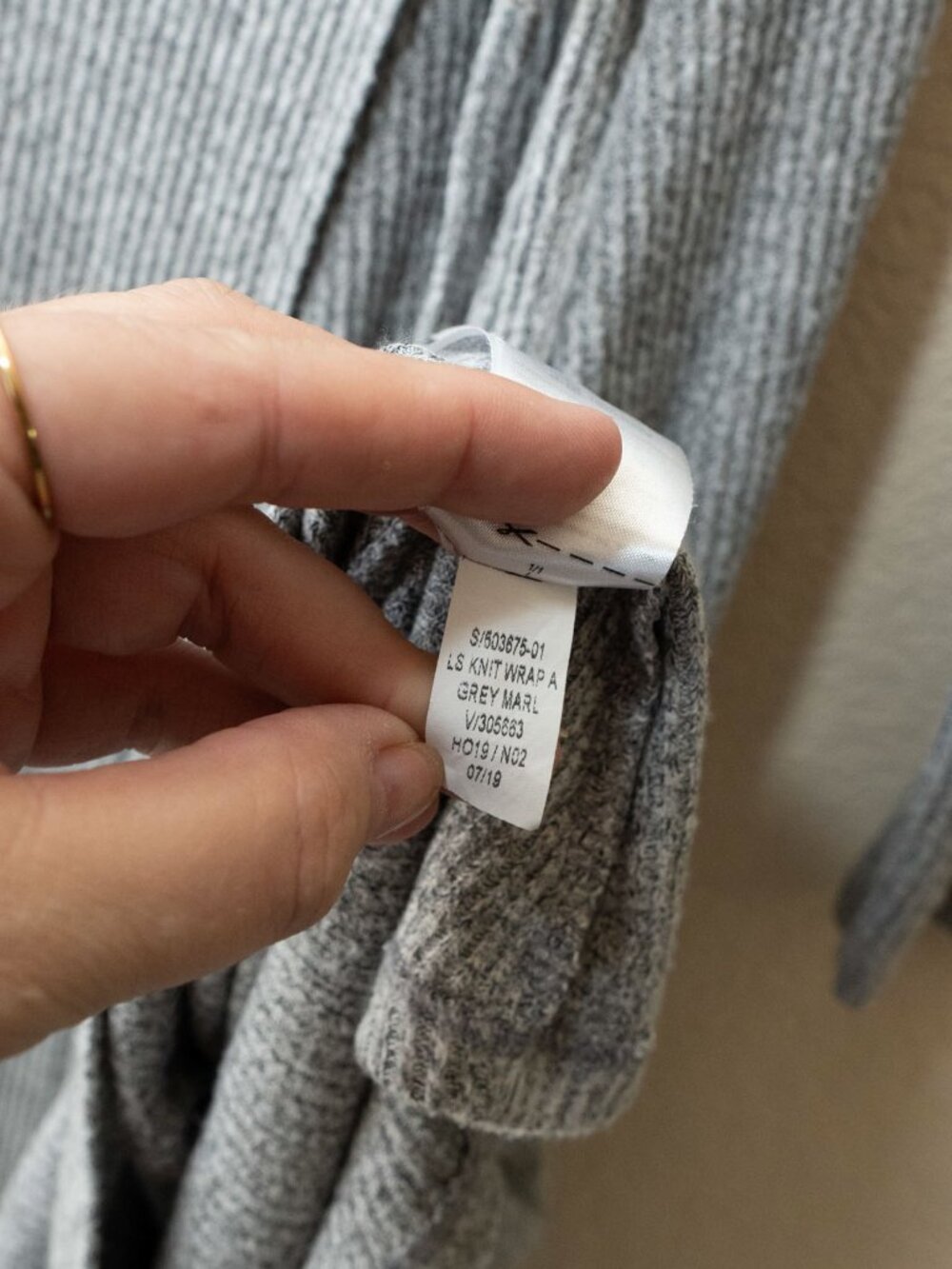 Old Navy Womens L Gray Ribbed Knit Wrap Dress Long Sleeve V Neck Tie Waist - Picture 12 of 16